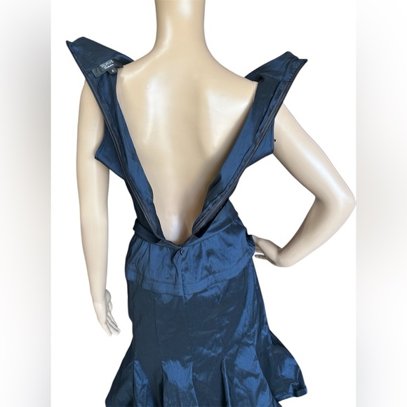 Tadashi Collection Taffeta Navy Blue Cocktail Dress Classy Elegant Formal Women4 - Picture 6 of 10